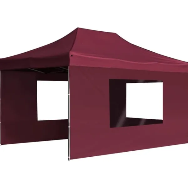 vidaXL Hopfällbart partytält med väggar aluminium 4,5x3 m vinröd