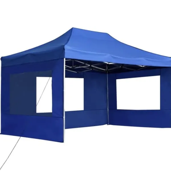 vidaXL Hopfällbart partytält med väggar aluminium 4,5x3 m blå