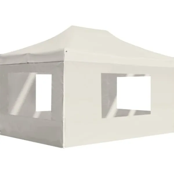 Hot Hopfällbart partytält med väggar - Elegant solskydd för utomhusevent | Färg: Gräddvit | Storlek: 4,5x3 m Tält & Lusthus