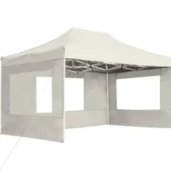 Hot Hopfällbart partytält med väggar - Elegant solskydd för utomhusevent | Färg: Gräddvit | Storlek: 4,5x3 m Tält & Lusthus