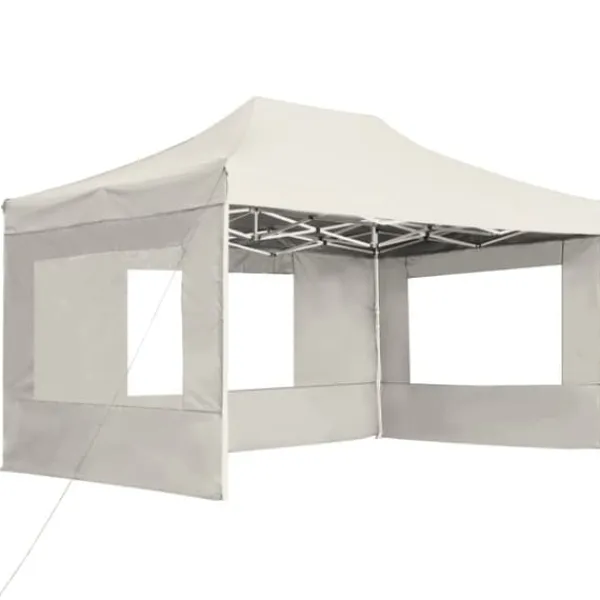 Hot Hopfällbart partytält med väggar - Elegant solskydd för utomhusevent | Färg: Gräddvit | Storlek: 4,5x3 m Tält & Lusthus