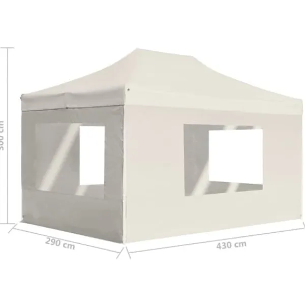 Hot Hopfällbart partytält med väggar - Elegant solskydd för utomhusevent | Färg: Gräddvit | Storlek: 4,5x3 m Tält & Lusthus