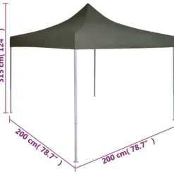 Best Hopfällbart partytält 2x2 m - UV- och vattenresistent | Färg: Antracit | Storlek: 2x2 m Tält & Lusthus