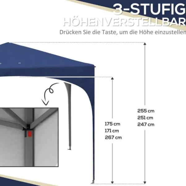 Discount Hopfällbart partytält, 295x295x255 cm, blå Tält & Lusthus