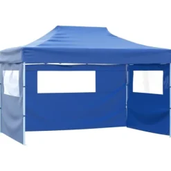 Hopfällbart tält med 3 väggar 3x4,5 m blå - Tält - Partytält - Home & Living