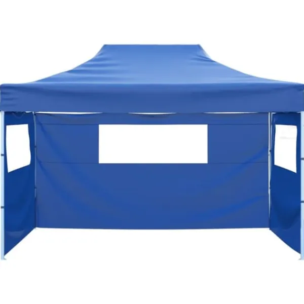 Hopfällbart tält med 3 väggar 3x4,5 m blå - Tält - Partytält - Home & Living