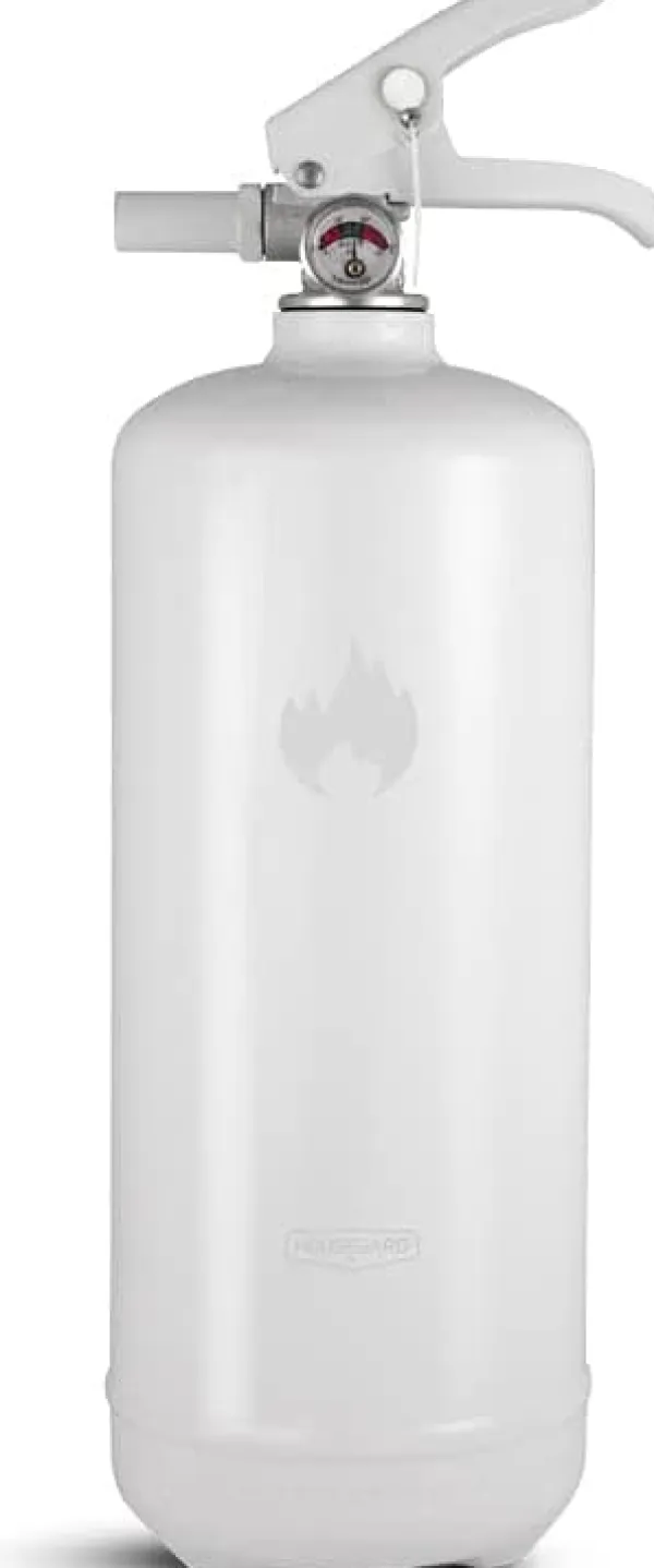 Hot Housegard Brandsläckare, 2 kg pulver | Vit | Smidig och stilfull pulversläckare för hemmet, bilen, båten eller husvagnen | Väggfäste/Fordonshållare in | CDON Brandsläckare