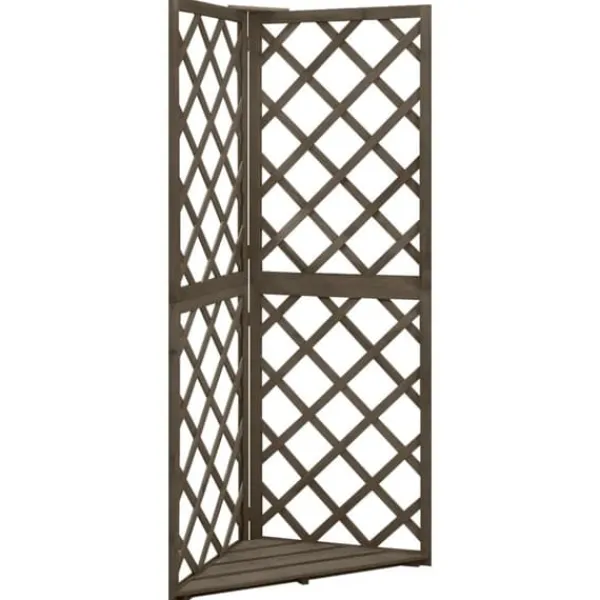 Sale Hörnspaljé grå 50x50x145 cm massivt granträ Krukor & Växtbehållare
