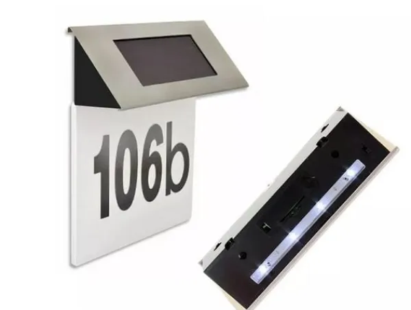 Outlet Husnummer skylt med Solcells LED Belysning Adresskyltar & Husnummer