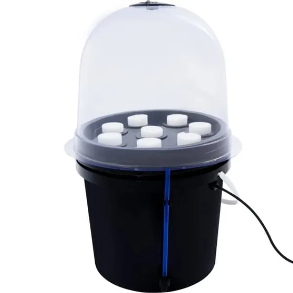 Hydroponisk klonare - Aeroponisk förökningslåda - 8 hål - 5 l - Dimteknik - Rund - PP/PVC - Svart