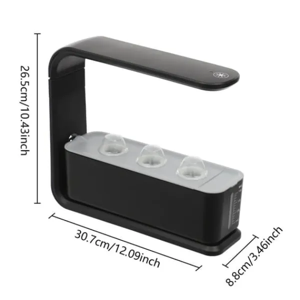 Hydroponisk planterare, energibesparande design, justerbar lamphöjd,svart