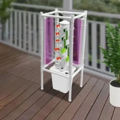 Clearance Hydroponisk tornträdgård - Inomhus odlingssystem - 6 nivåer - 30 planthål - 4 LED växtlampor - Självvattnande - Smart - Vit Kit För Växt- & Örtplantering