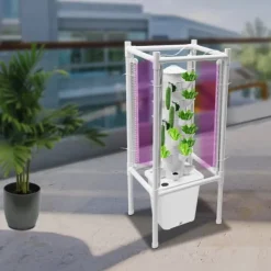 Clearance Hydroponisk tornträdgård - Inomhus odlingssystem - 6 nivåer - 30 planthål - 4 LED växtlampor - Självvattnande - Smart - Vit Kit För Växt- & Örtplantering