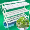 Hydroponiskt odlingskit - 3-nivåsystem, 90 planteringsplatser - Jordlös odling - Vattenbesparande - Odlingskrukor med ställ - Vit