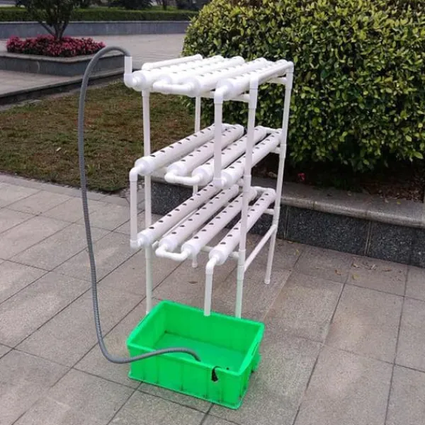 Sale Hydroponiskt odlingskit - 3-lagers odlingssystem - 108 hål - PVC-U - Rör Ø 6,3 cm - Hål Ø 3,2 cm - Slang 1,2 m - Vit Kit För Växt- & Örtplantering