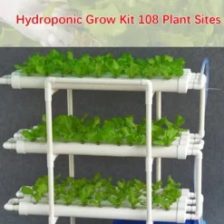 Sale Hydroponiskt odlingskit - 3-lagers odlingssystem - 108 hål - PVC-U - Rör Ø 6,3 cm - Hål Ø 3,2 cm - Slang 1,2 m - Vit Kit För Växt- & Örtplantering