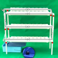 Sale Hydroponiskt odlingskit - 3-lagers odlingssystem - 108 hål - PVC-U - Rör Ø 6,3 cm - Hål Ø 3,2 cm - Slang 1,2 m - Vit Kit För Växt- & Örtplantering