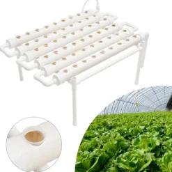 Hydroponiskt odlingskit - 6-rörssystem - 54 odlingsplatser - 1 nivå - PVC - Komplett set - Vit Kit För Växt- & Örtplantering