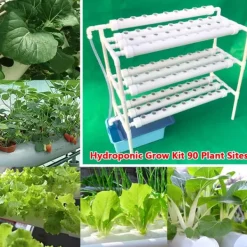 Discount Hydroponiskt odlingskit - 3-lagers system - 90 odlingsplatser - Såbricka med lock - Röd Kit För Växt- & Örtplantering