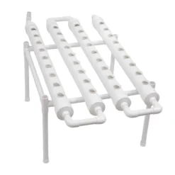 Hydroponiskt odlingskit - Hydroponiskt system - 4 rör - 36 odlingshål - En nivå - För grönsaker, örter, blommor - Vit