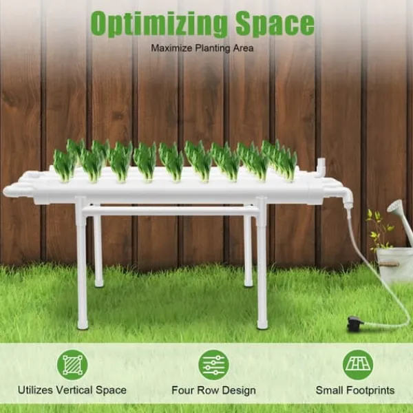 Discount Hydroponiskt odlingskit - 1-Lagers System - 36 Odlingsplatser - PVC-U - Håldiameter 3,2 cm - Rör Ø 6,3 cm - Vit Kit För Växt- & Örtplantering