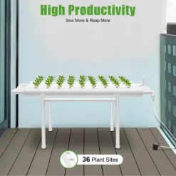 Discount Hydroponiskt odlingskit - 1-Lagers System - 36 Odlingsplatser - PVC-U - Håldiameter 3,2 cm - Rör Ø 6,3 cm - Vit Kit För Växt- & Örtplantering