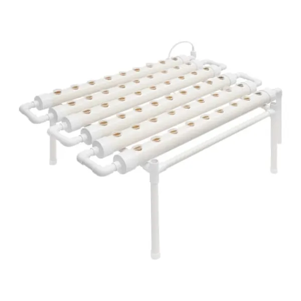 Discount Hydroponiskt odlingskit - 1-Lagers System - 36 Odlingsplatser - PVC-U - Håldiameter 3,2 cm - Rör Ø 6,3 cm - Vit Kit För Växt- & Örtplantering