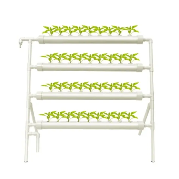 Hydroponiskt odlingskit, 36 platser, automatiskt vattensystem,VIT
