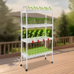 Clearance Hydroponiskt odlingssystem - Planteringskit - 4 lager, 108 platser - Med timer och vattenpump - PVC - För sallad, raps och betor Kit För Växt- & Örtplantering