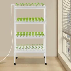 Clearance Hydroponiskt odlingssystem - Planteringskit - 4 lager, 108 platser - Med timer och vattenpump - PVC - För sallad, raps och betor Kit För Växt- & Örtplantering