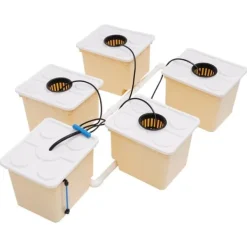 Hydroponiskt odlingssystem - 4-hinks droppbevattningskit inomhus - Varje hink 11 L - Pump 220–240 V/50 Hz - 4 W - 300 L/h - PP-plast