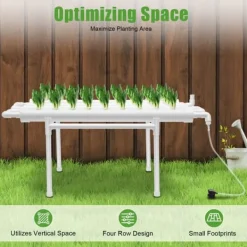 Hot Hydroponiskt odlingssystem - NFT rörkit - 1 Lager - 36 Planteringshål - 4 Rör - PVC-U - Rör Ø6,3 cm - Hålavstånd 8 cm - Vit Kit För Växt- & Örtplantering