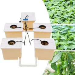 Sale Hydroponiskt odlingssystem - KP182 - 5 hinkar - 11 L kapacitet - Inomhus droppbevattning - Komplett kit - Gul och vit Kit För Växt- & Örtplantering