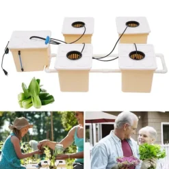 Sale Hydroponiskt odlingssystem - KP182 - 5 hinkar - 11 L kapacitet - Inomhus droppbevattning - Komplett kit - Gul och vit Kit För Växt- & Örtplantering