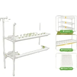 Hydroponiskt odlingssystem, 90 växtplatser, hållbar PVC-konstruktion, inomhus/utomhus användning