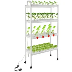 Hydroponiskt Odlingssystem - 4 Våningar 108 Odlingsplatser - Timerstyrd Vattenpump - PVC - Hydroponiskt Odlingskit - För Sallad Raps Betor