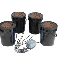 Discount Hydroponiskt odlingssystem, Deep Water Culture 4 hinkar 30x30x38 cm, svart, PP-material Kit För Växt- & Örtplantering