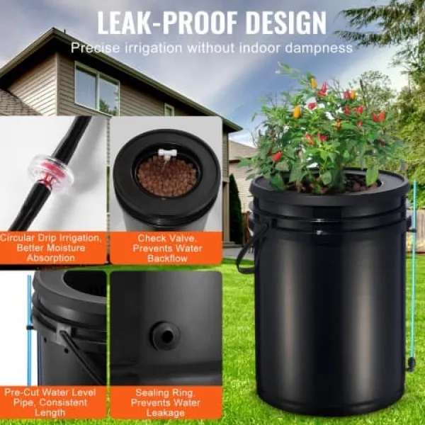Discount Hydroponiskt odlingssystem, Deep Water Culture 4 hinkar 30x30x38 cm, svart, PP-material Kit För Växt- & Örtplantering