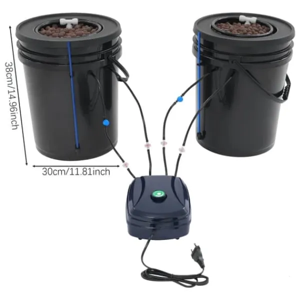 Discount Hydroponiskt odlingssystem, djupvattenskultur, luftpump ingår,svart Kit För Växt- & Örtplantering