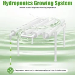 Hydroponiskt odlingssystem - 1-lagers rörsystem - 54 odlingsplatser - PVC-U - Rör Ø 6,3 cm, Hål Ø 3,2 cm - Vattensnålt - Ljusgrå