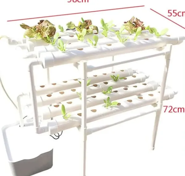 Hydroponiskt odlingssystem - Odlingssats - 72 hål - PVC - För grönsaker - Vit