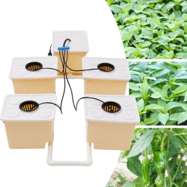 Sale Hydroponiskt odlingssystem, 4 planteringskärl, effektiv DWC-system, högkapacitets vattenpump Kit För Växt- & Örtplantering