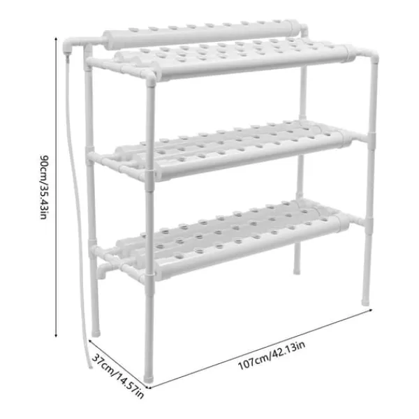 New Hydroponiskt odlingssystem, 3-vånings PVC-rörsystem, 90 odlingsplatser Kit För Växt- & Örtplantering