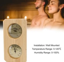 Hygrometer termometer bastu två i ett, inomhusfuktighet och temperaturmätning basturum träbastuhygometer, lämplig för hemmabastu