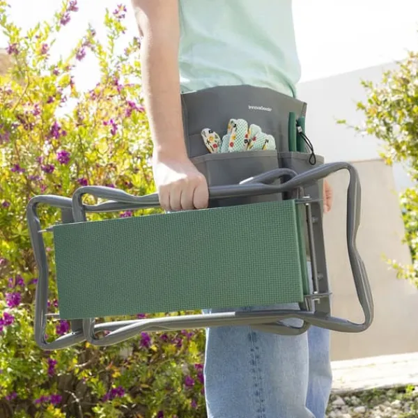 Discount 3-i-1 fällbar trädgårdsstol med väska för verktyg Situl InnovaGoods Stöd Med Hjul, Säten & Knäskydd För Trädgårdsskötsel