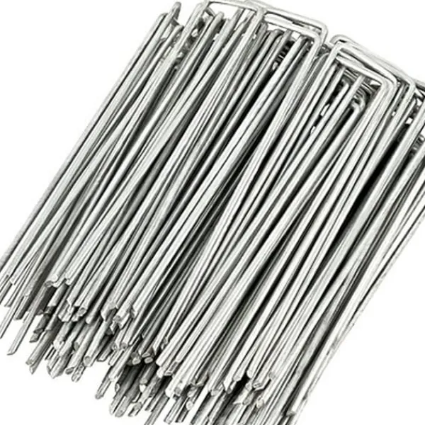 Hot INF 100 st U-formade förankringspinnar för trädgård Silver Markduk & Fiberduk
