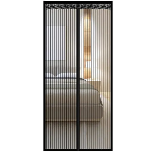 Best INF Magnetiskt skärmdörrgardin, randig polyester, 9 par spännen, 80 cm x 200 cm Insektsmedel & Djuravvisande Medel