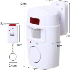 Infrarött rörelsesensorlarm - stöldlarm med 2 fjärrkontroller, 105° skanningsområde och 105dB, lämplig för hem/garage/butik