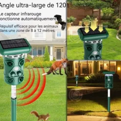 INN Avvisande infraröd LED-sensor 110 grader Vattentålig och dammtålig fotosensor Solenergidriven avvisande för djur
