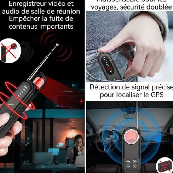 Best INN Doldetektor för gömda kameror 4 i 1 10,5x2,5x1,3cm 2,4Ghz 500mAh GPS/Wifi-detektering justerbara nivåer bugdoldetektor RF-detektor Säkerhetsmonitorer & Videokameror